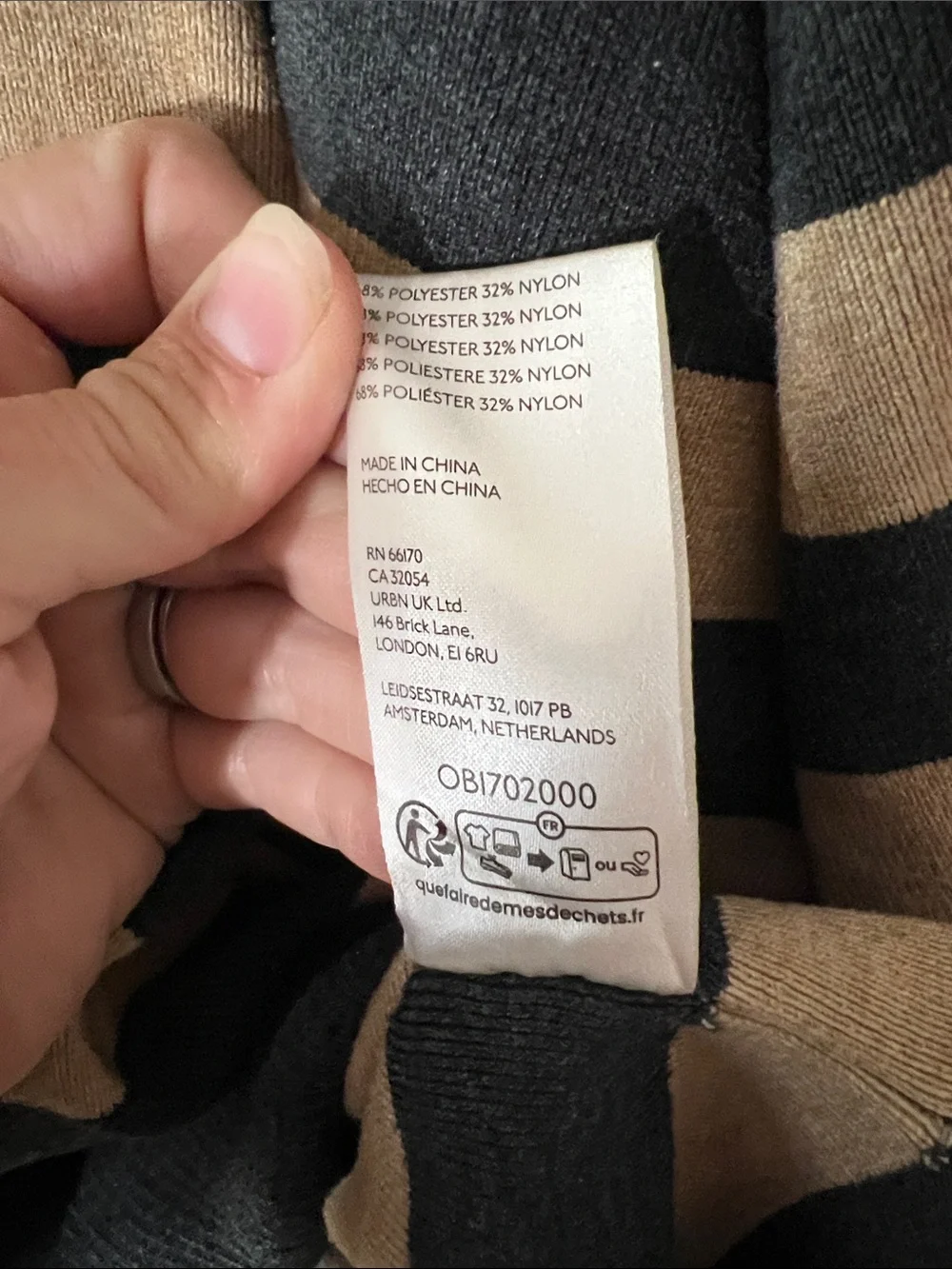 Free People Coastal Stripe Half-Zip Pullover Sweater in‎ Dark Gray & Tan, Sz XL